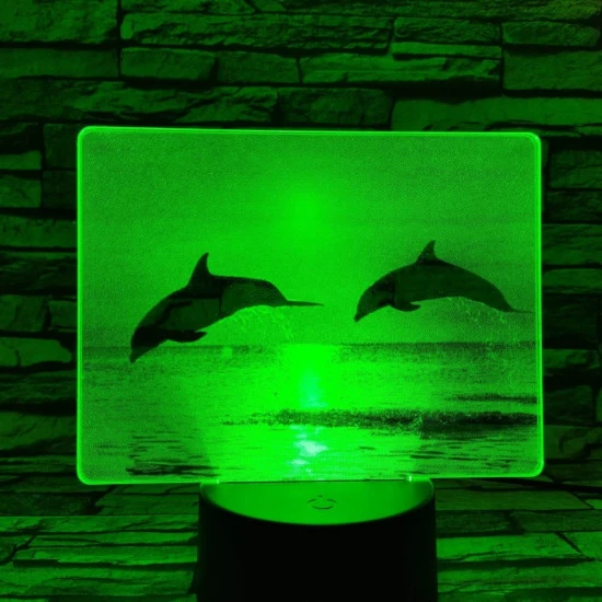 Delfinek a naplementében 7 színű valósághű 3D led lámpa