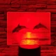 Delfinek a naplementében 7 színű valósághű 3D led lámpa