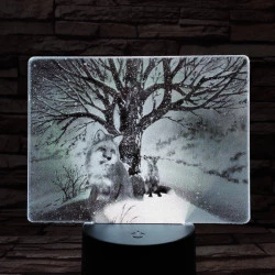 Róka a hóesésben 7 színű valósághű 3D led lámpa