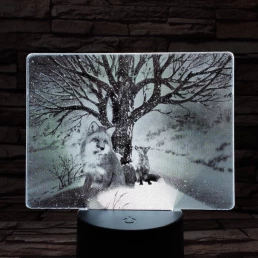Róka a hóesésben 7 színű valósághű 3D led lámpa