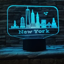 New York város  7 színű 3D led lámpa