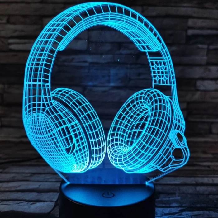 Fejhallgató Gamer 7 színű 3D led lámpa