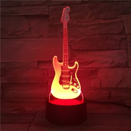 Gitár 3D 7 színű led lámpa
