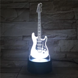 Gitár 3D 7 színű led lámpa