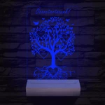 Családfa személyre szabott fatalppal 7 színű 3D led lámpa