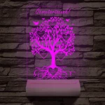 Családfa személyre szabott fatalppal 7 színű 3D led lámpa