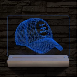 Baseball sapka egyedi névvel 20 cm fa talppal 7 színű 3D led lámpa