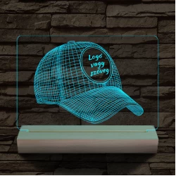 Baseball sapka egyedi névvel 20 cm fa talppal 7 színű 3D led lámpa