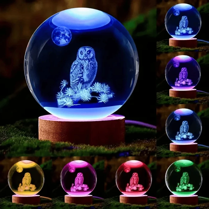 Bagoly 7 színű 3D LED lámpa