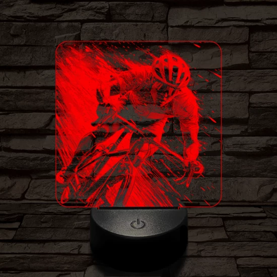 Száguldó bringás 7 színű valósághű 3D led lámpa