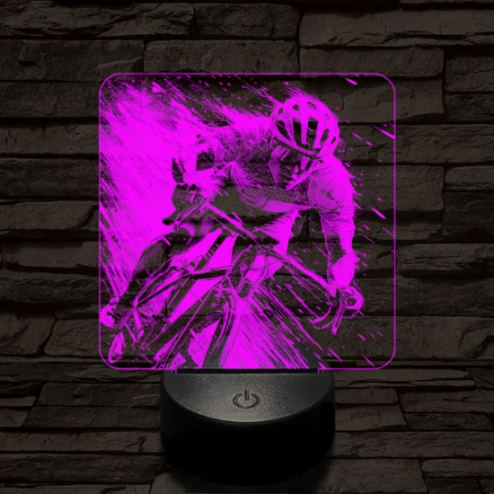 Száguldó bringás 7 színű valósághű 3D led lámpa