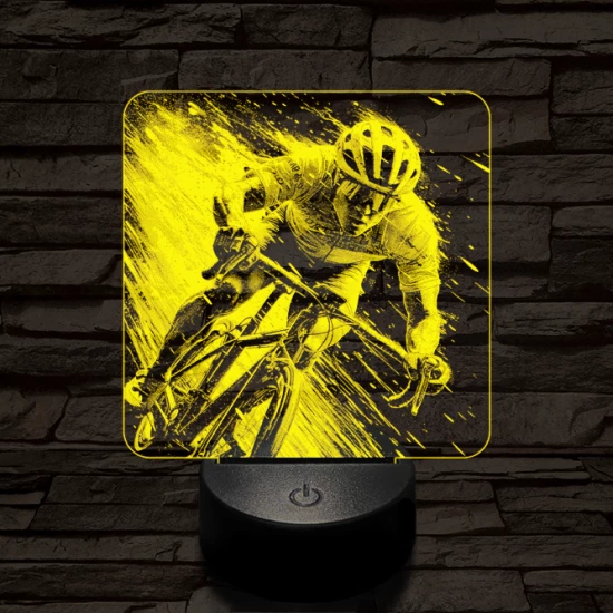 Száguldó bringás 7 színű valósághű 3D led lámpa