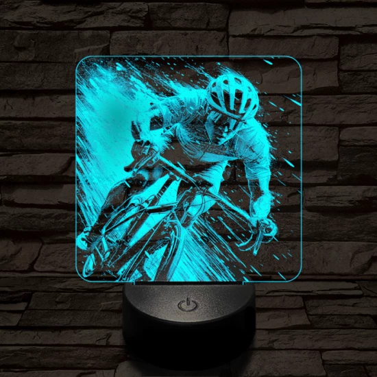 Száguldó bringás 7 színű valósághű 3D led lámpa
