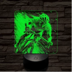 Száguldó bringás 7 színű valósághű 3D led lámpa