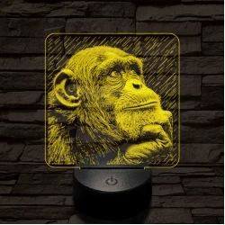 Gondolkodó majom 7 színű valósághű 3D led lámpa