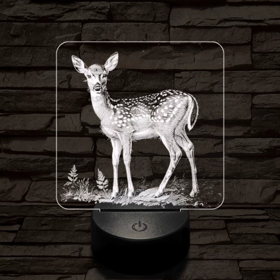 Szelíd őzike 7 színű valósághű 3D led lámpa