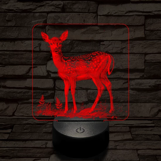 Szelíd őzike 7 színű valósághű 3D led lámpa