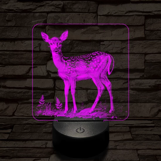 Szelíd őzike 7 színű valósághű 3D led lámpa