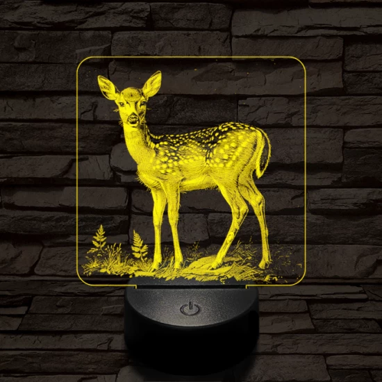 Szelíd őzike 7 színű valósághű 3D led lámpa