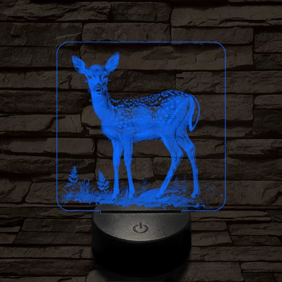 Szelíd őzike 7 színű valósághű 3D led lámpa
