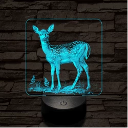 Szelíd őzike 7 színű valósághű 3D led lámpa