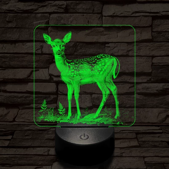 Szelíd őzike 7 színű valósághű 3D led lámpa