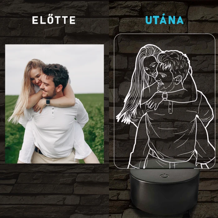 Saját fotó alapján készített vonalas grafika – 7 színű, színváltós LED lámpa