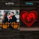 Hálós szív gravírozható képpel és szöveggel, egyedi fotógravírozás fatalppal 7 színű 3D led lámpa