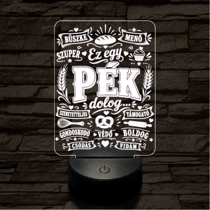 Pék szakma lámpa – 7 színű, színváltós 3D LED lámpa