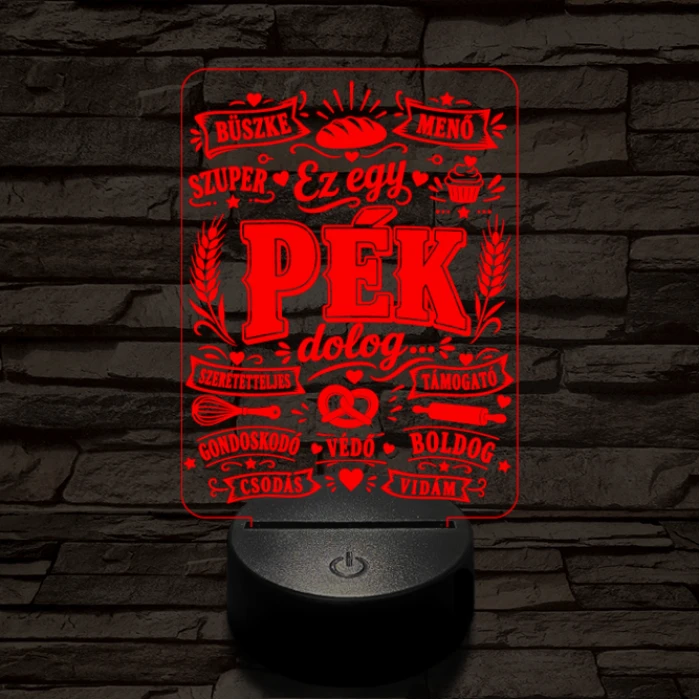 Pék szakma lámpa – 7 színű, színváltós 3D LED lámpa