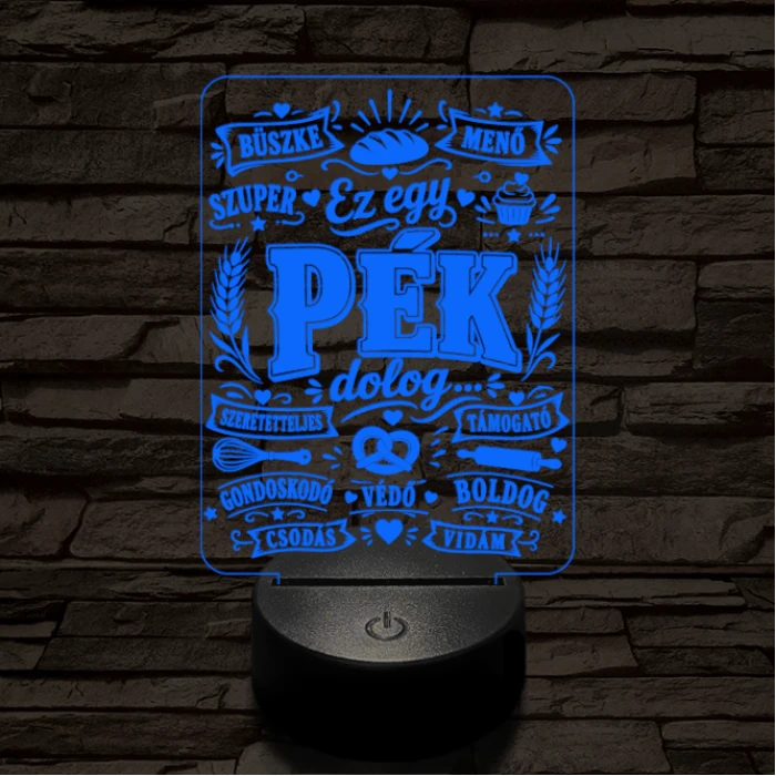 Pék szakma lámpa – 7 színű, színváltós 3D LED lámpa