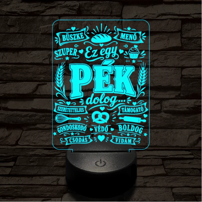 Pék szakma lámpa – 7 színű, színváltós 3D LED lámpa