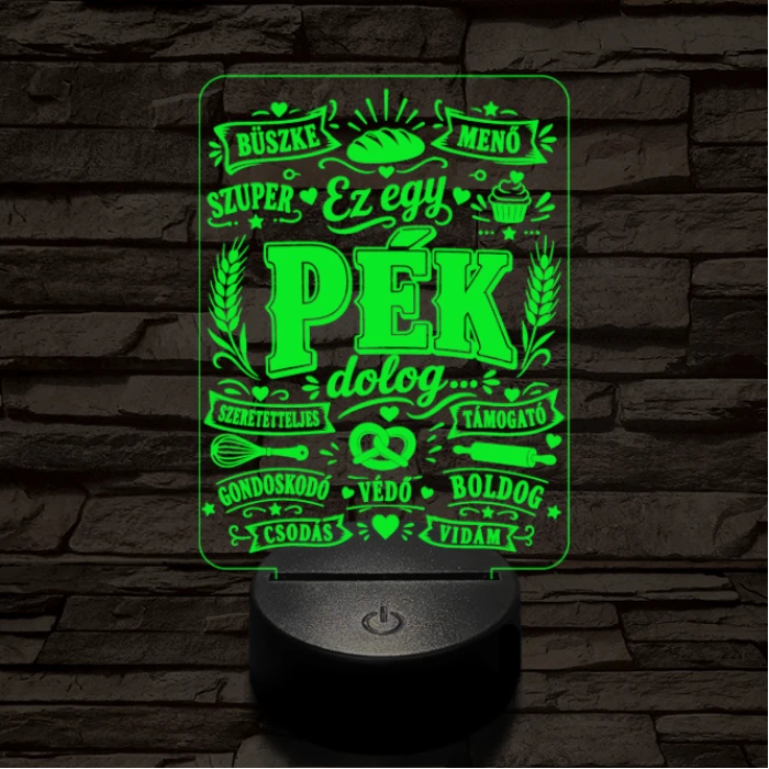 Pék szakma lámpa – 7 színű, színváltós 3D LED lámpa