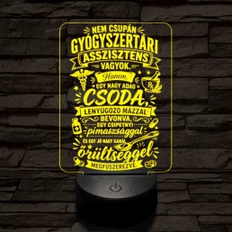 Gyógyszertári asszisztens szakma lámpa – 7 színű, színváltós 3D LED lámpa