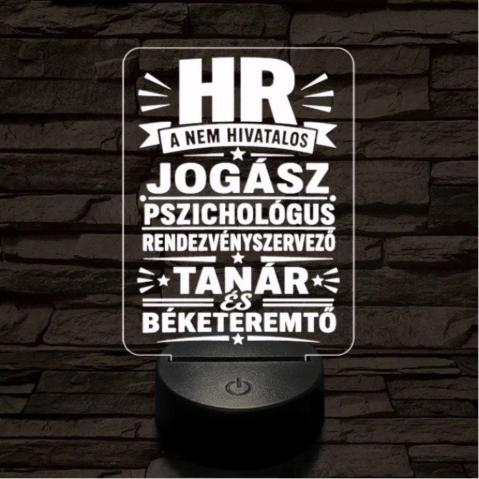 HR szakma lámpa – 7 színű, színváltós 3D LED lámpa