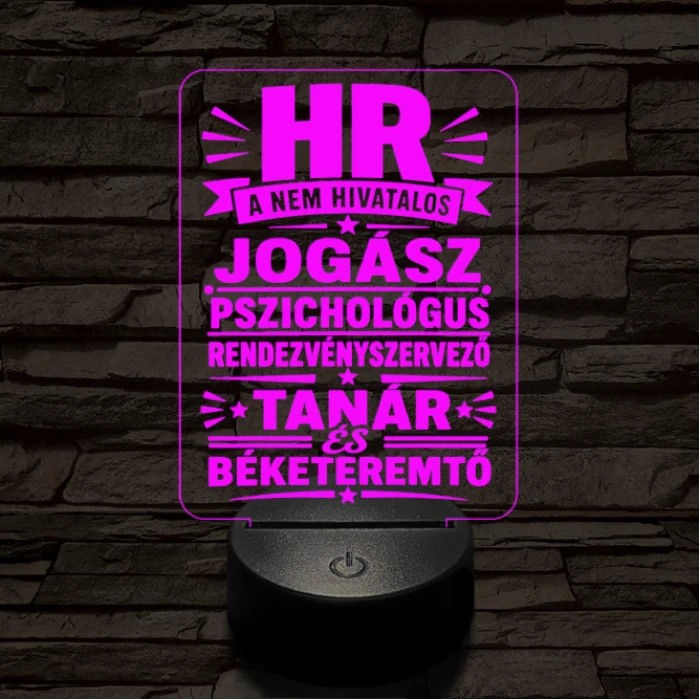 HR szakma lámpa – 7 színű, színváltós 3D LED lámpa