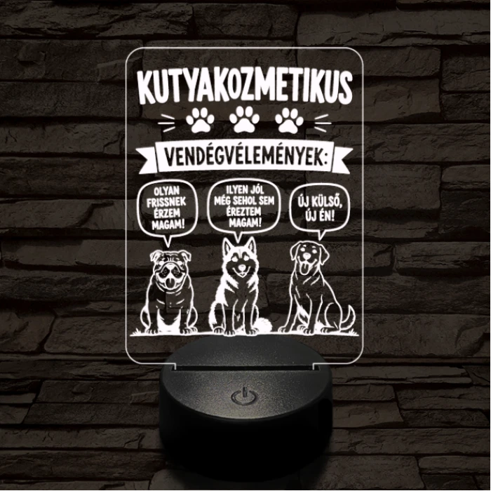 Kutyakozmetikus szakma lámpa – 7 színű, színváltós 3D LED lámpa