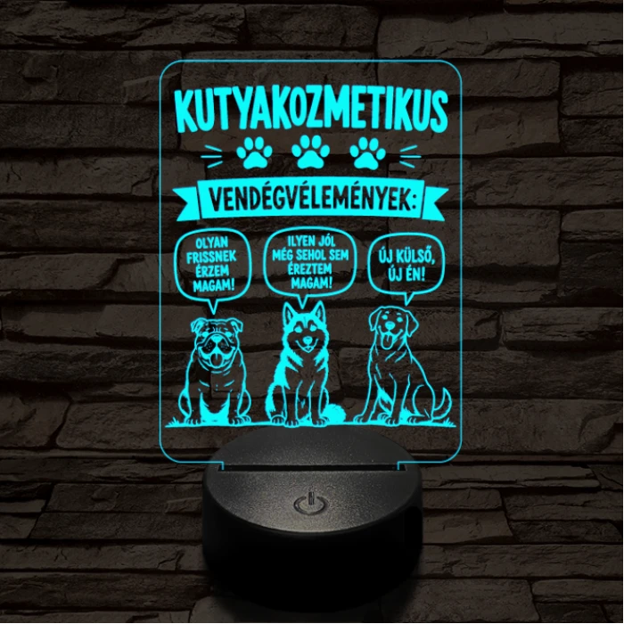 Kutyakozmetikus szakma lámpa – 7 színű, színváltós 3D LED lámpa