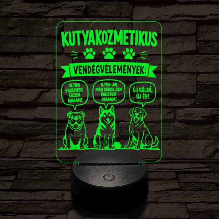 Kutyakozmetikus szakma lámpa – 7 színű, színváltós 3D LED lámpa