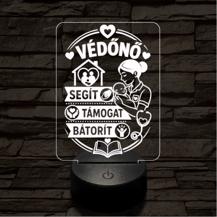 Védőnő szakma lámpa – 7 színű, színváltós 3D LED lámpa