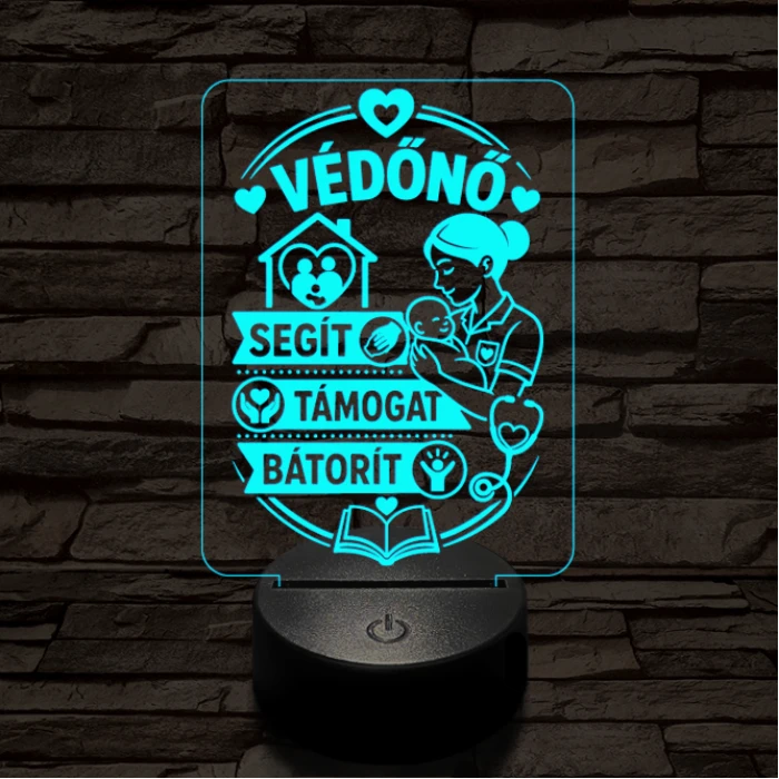 Védőnő szakma lámpa – 7 színű, színváltós 3D LED lámpa