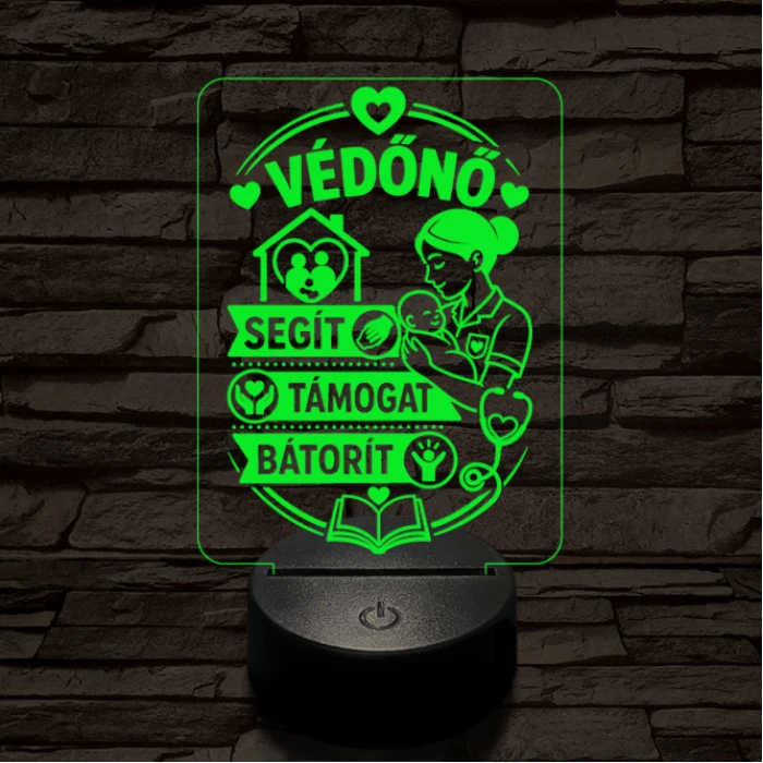 Védőnő szakma lámpa – 7 színű, színváltós 3D LED lámpa