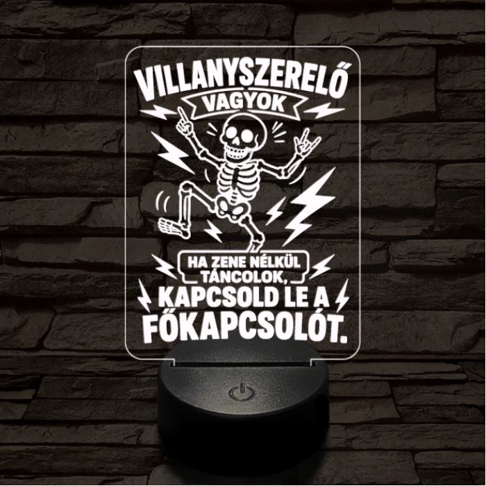 Villanyszerelő szakma lámpa – 7 színű, színváltós 3D LED lámpa