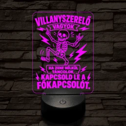 Villanyszerelő szakma lámpa – 7 színű, színváltós 3D LED lámpa