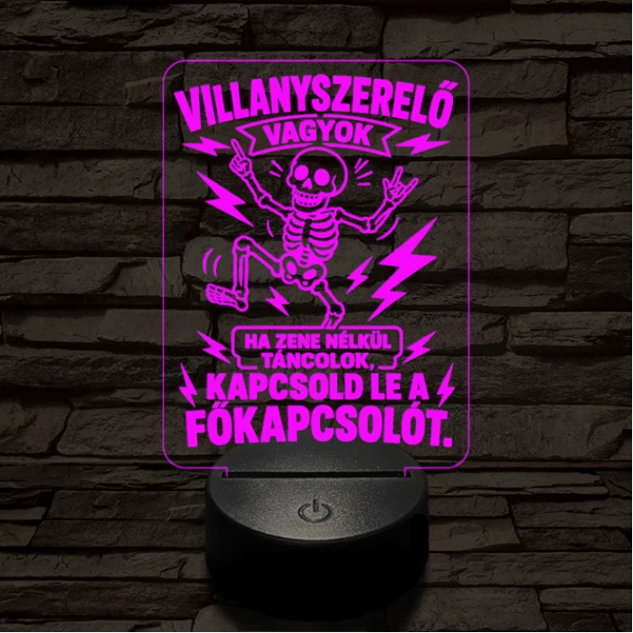 Villanyszerelő szakma lámpa – 7 színű, színváltós 3D LED lámpa