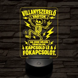 Villanyszerelő szakma lámpa – 7 színű, színváltós 3D LED lámpa
