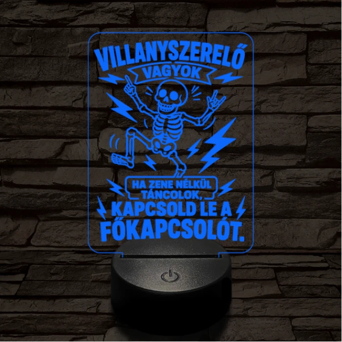 Villanyszerelő szakma lámpa – 7 színű, színváltós 3D LED lámpa