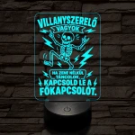 Villanyszerelő szakma lámpa – 7 színű, színváltós 3D LED lámpa
