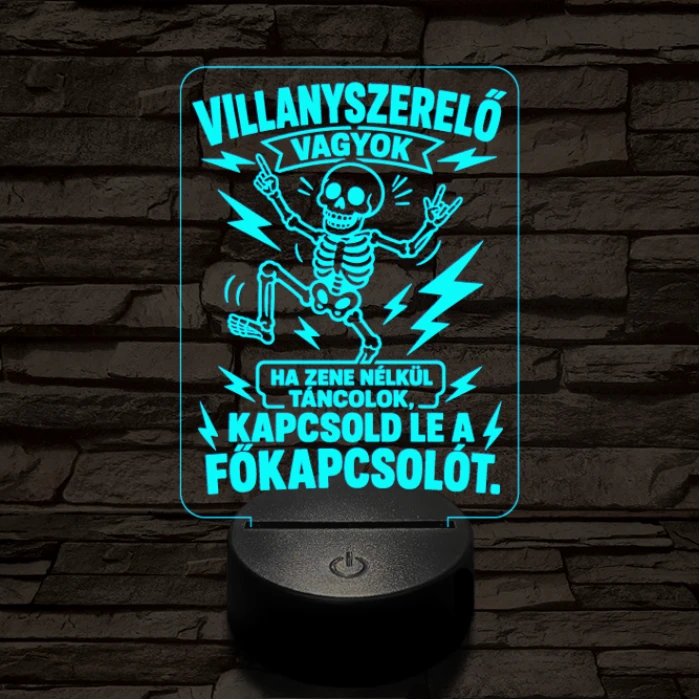 Villanyszerelő szakma lámpa – 7 színű, színváltós 3D LED lámpa