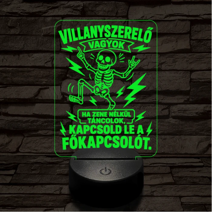 Villanyszerelő szakma lámpa – 7 színű, színváltós 3D LED lámpa